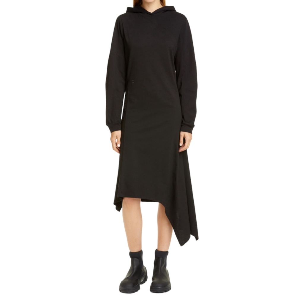 1017 ALYX 9SM Hooded Knit Midi Dress Black Cotton Made Italy Womens M NWT